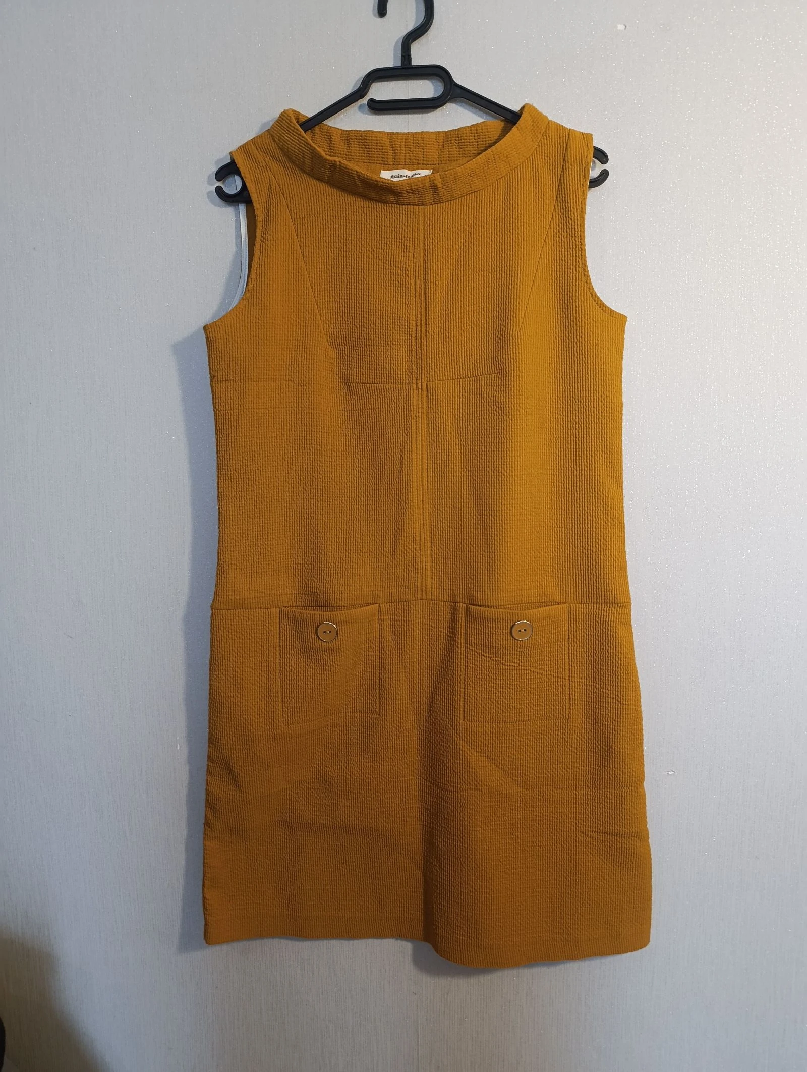 Robe chasuble Grain de Malice jaune moutarde texturée - Taille 40 - Très bon état
